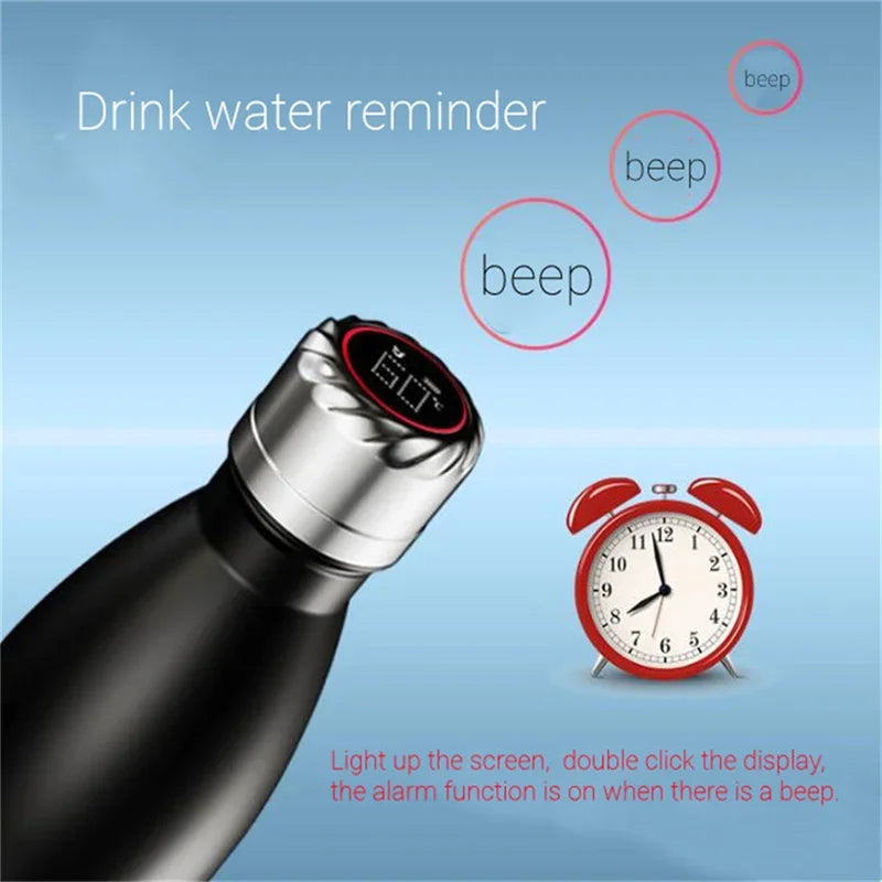 500Ml Digital Temperature Display Uv Self Cleaning Smart Water Bottle Insulated Reminder to Drink Stainless Steel Thermal Bottle