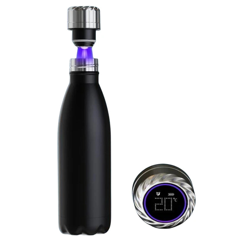 500Ml Digital Temperature Display Uv Self Cleaning Smart Water Bottle Insulated Reminder to Drink Stainless Steel Thermal Bottle