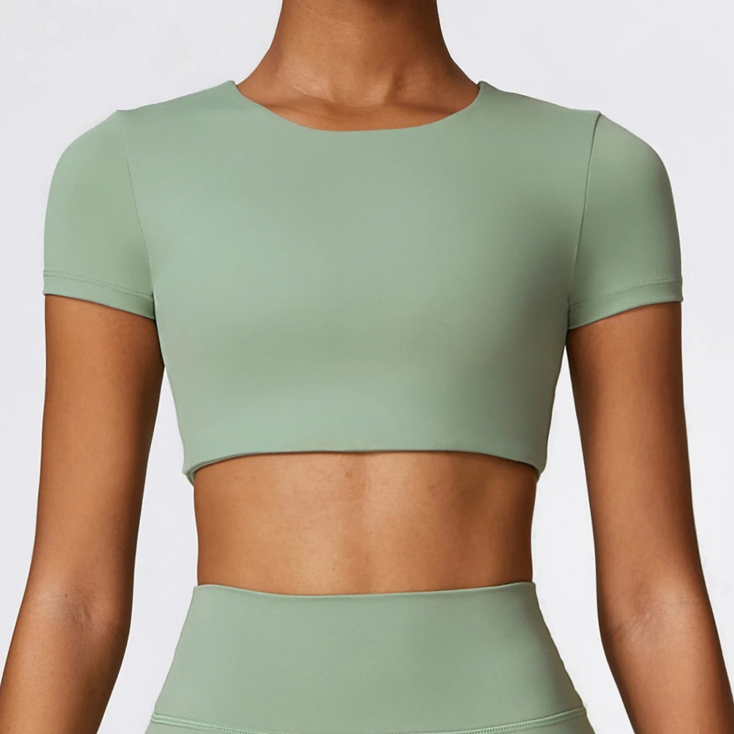 Woman Sports Top Round Neck Yoga Crop Top