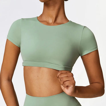 Woman Sports Top Round Neck Yoga Crop Top
