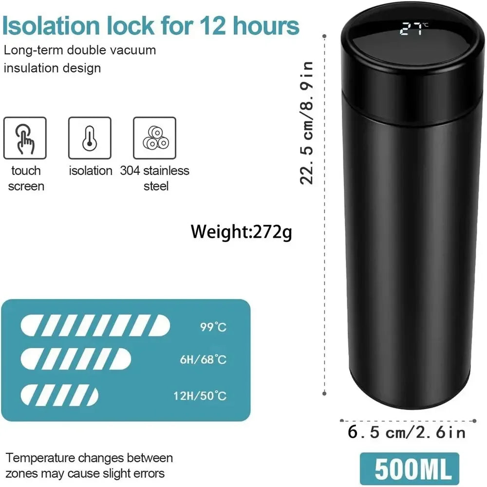 500ml digital thermos bottle smart cup