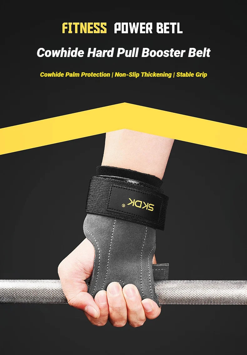 2Pcs Cowhide Gym Gloves Grips