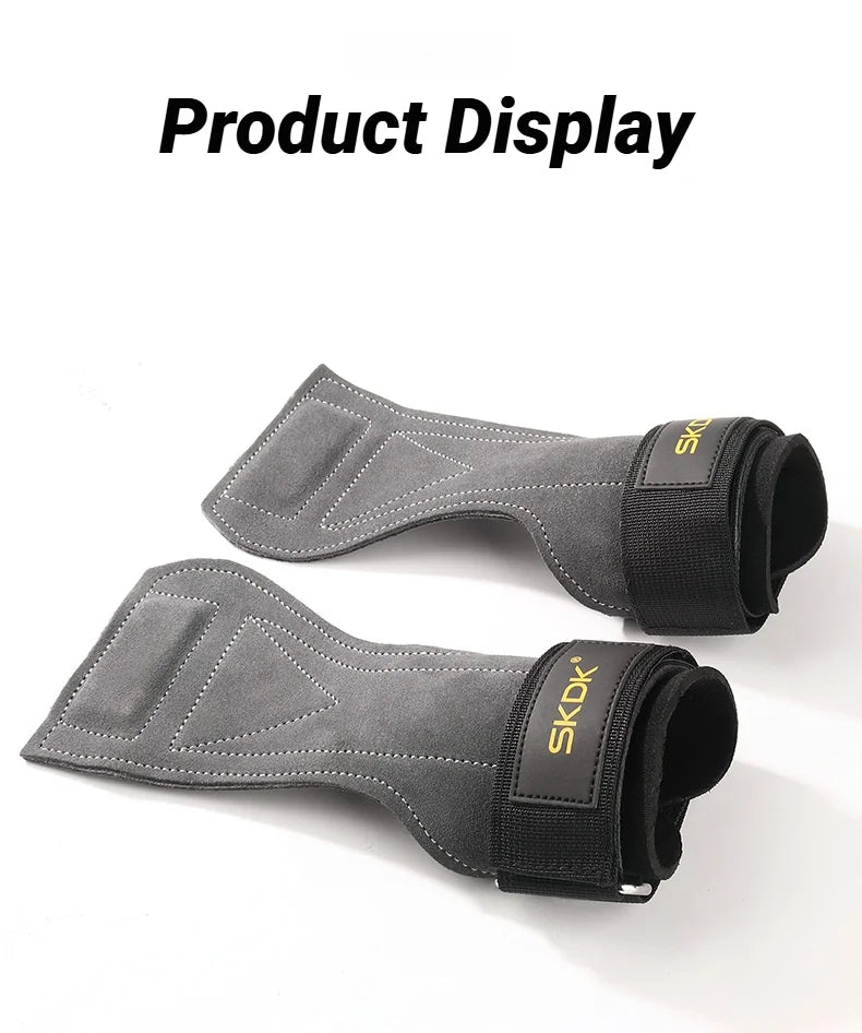 2Pcs Cowhide Gym Gloves Grips
