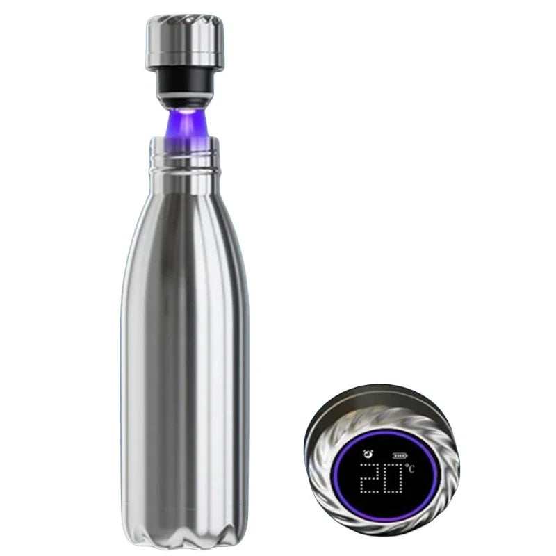 500Ml Digital Temperature Display Uv Self Cleaning Smart Water Bottle Insulated Reminder to Drink Stainless Steel Thermal Bottle