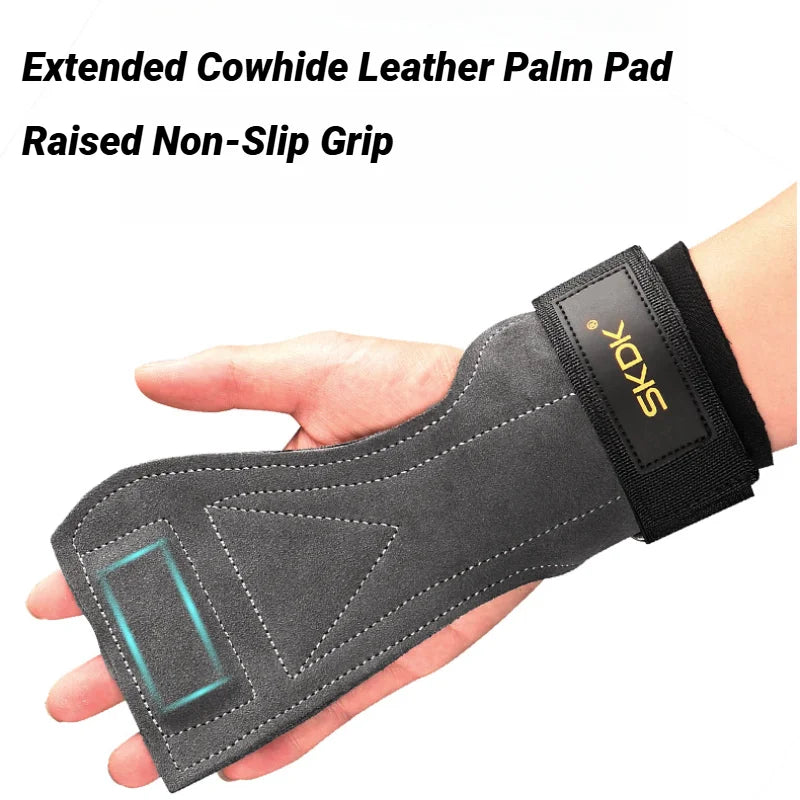 2Pcs Cowhide Gym Gloves Grips