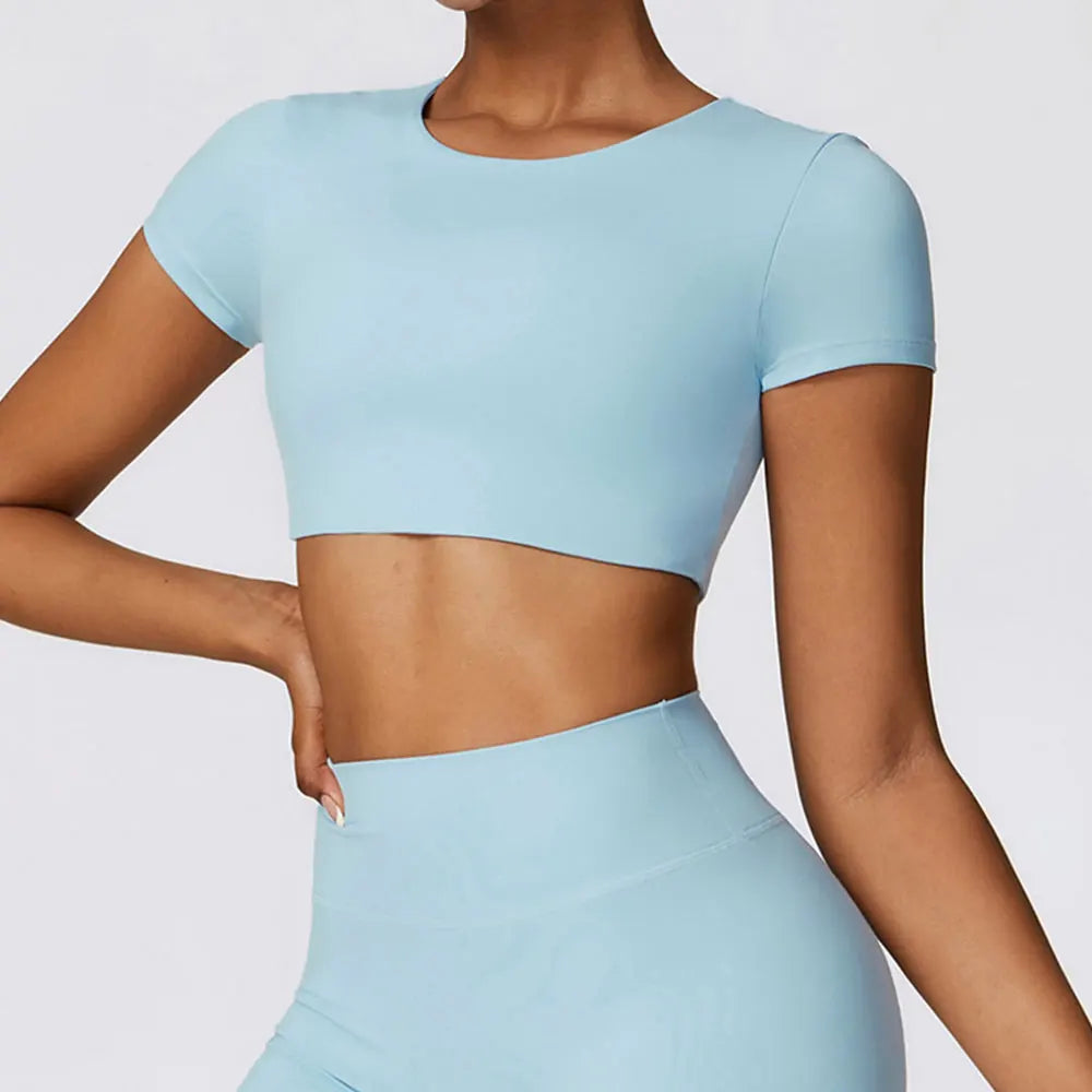 Woman Sports Top Round Neck Yoga Crop Top