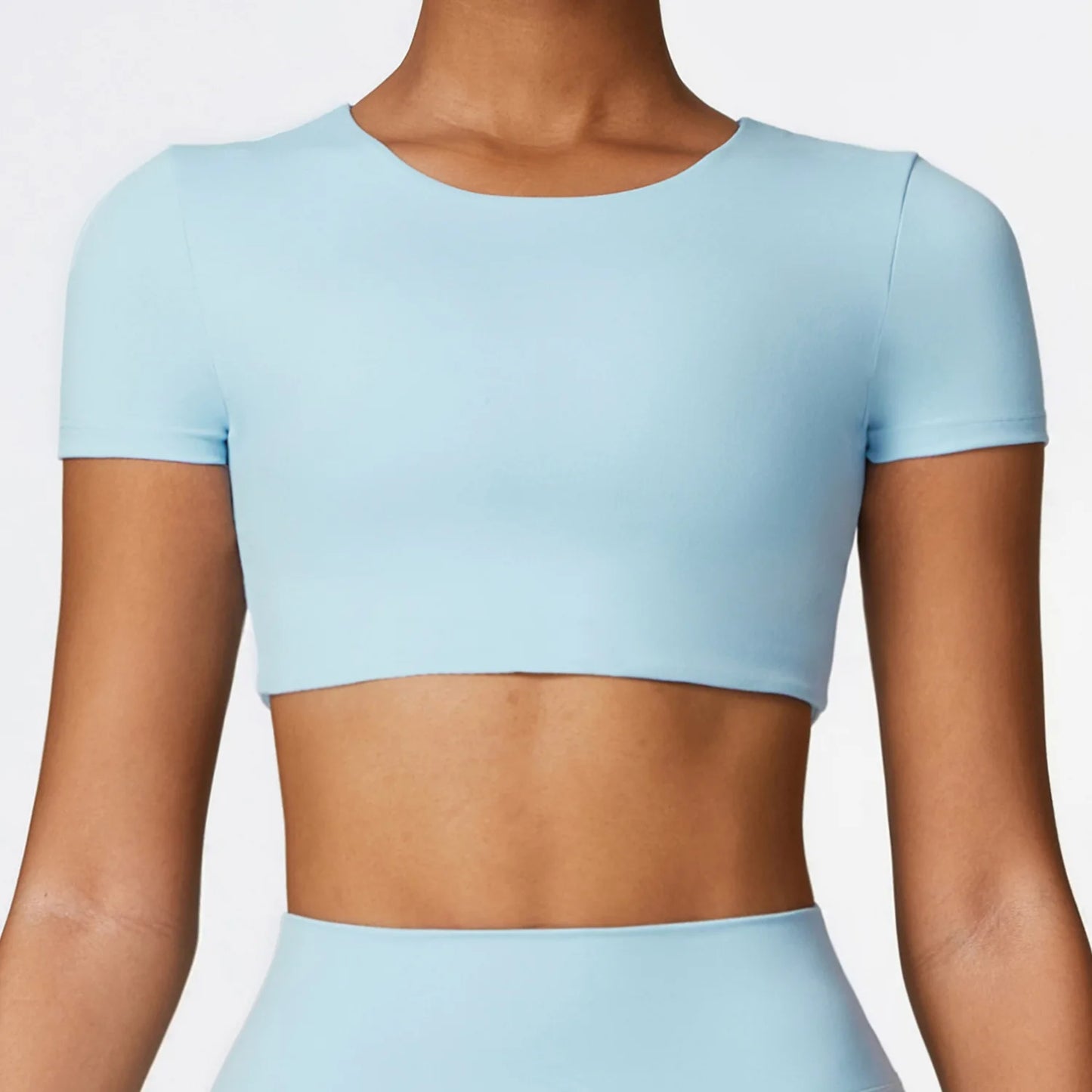 Woman Sports Top Round Neck Yoga Crop Top