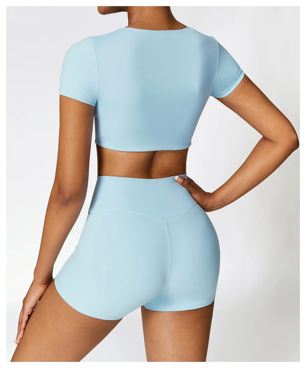 Woman Sports Top Round Neck Yoga Crop Top