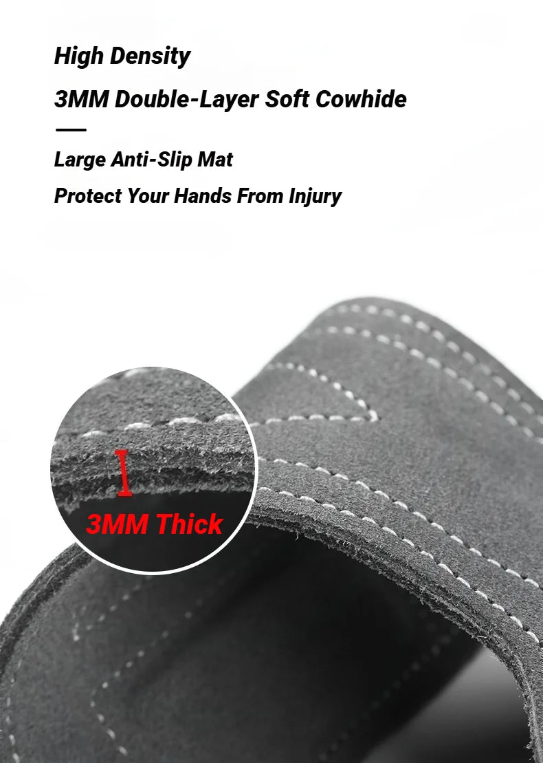 2Pcs Cowhide Gym Gloves Grips