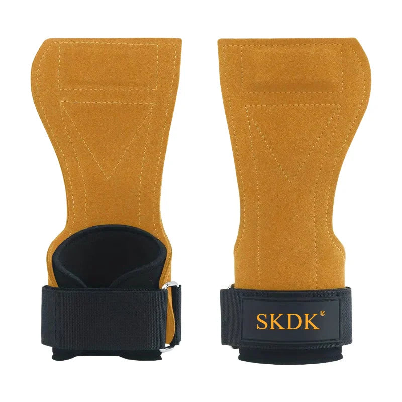 2Pcs Cowhide Gym Gloves Grips