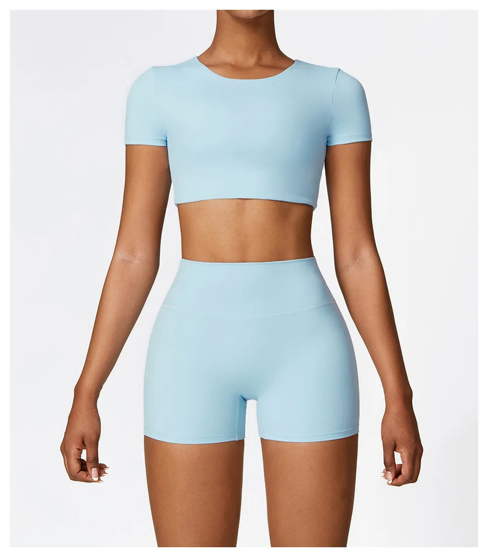 Woman Sports Top Round Neck Yoga Crop Top